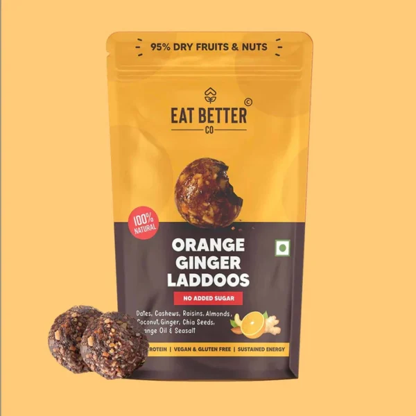 (EAT BETTER) Orange Ginger Laddoos - No Added Sugar | 100% Natural